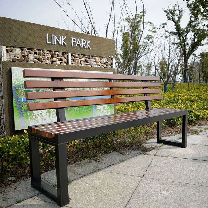 アウトドアチェア モダン公園ベンチ 木製スラット付き