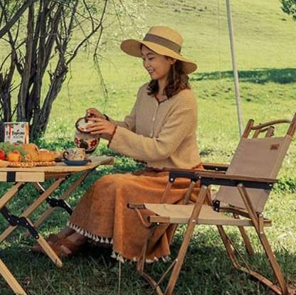 アウトドアチェア 折りたたみ式ウッドフレーム キャンバスチェア