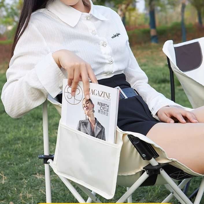 アウトドアチェア サイドポケット付き軽量折りたたみキャンプチェア