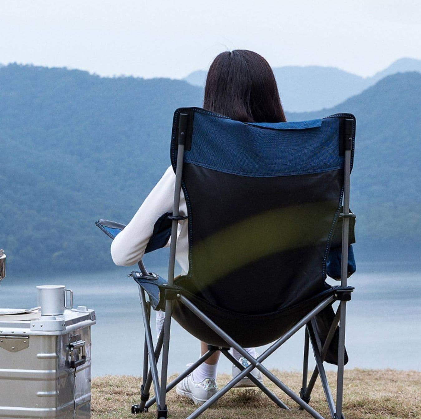 アウトドアチェア 多段階調整可能足置き付きリクライニングアウトドアチェア