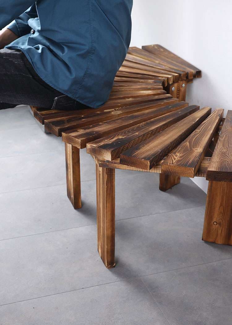 アウトドアチェア 木製ラウンドツリーベンチ