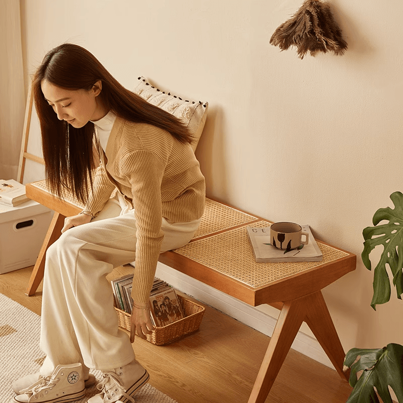 アウトドアチェア 籐編みモダンチェアベンチ