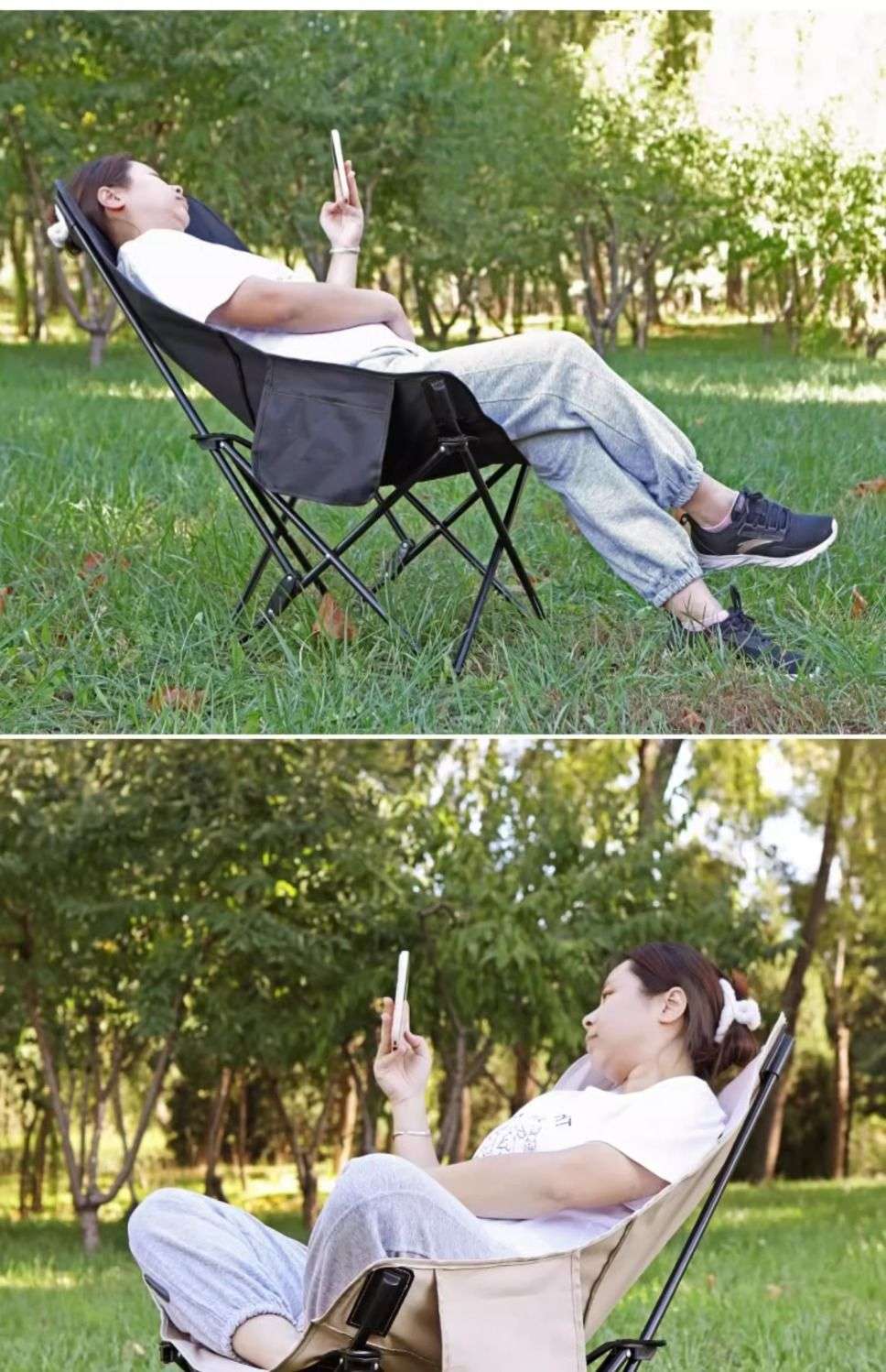 アウトドアチェア リラックス折りたたみリクライニングチェア