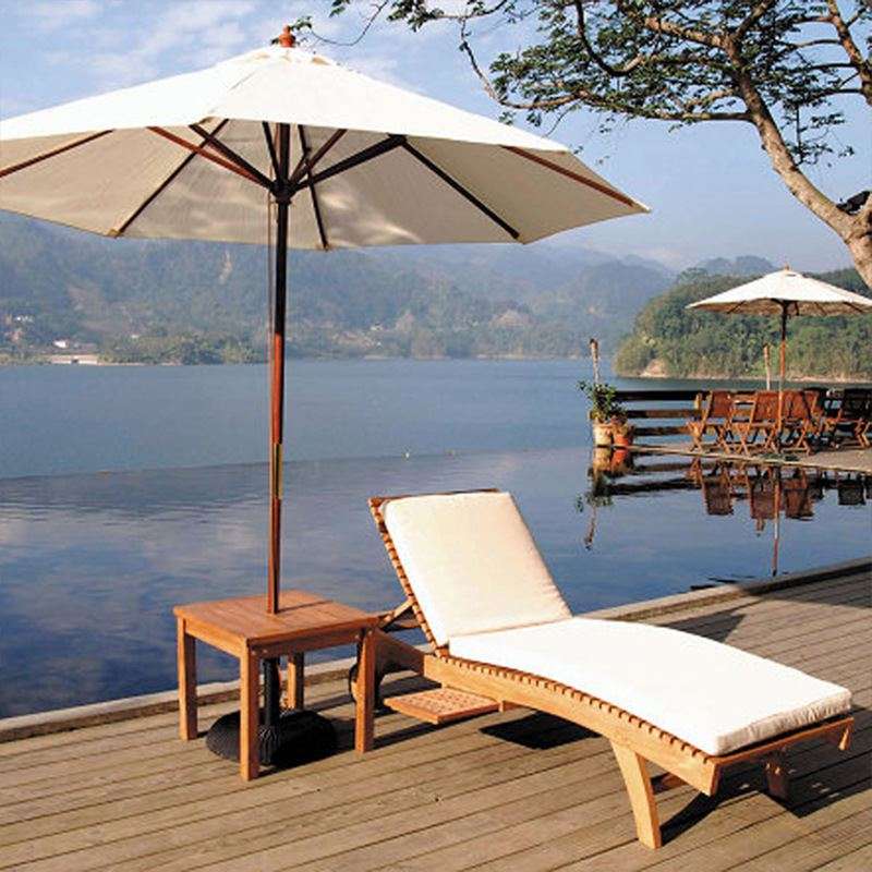 アウトドアチェア 木製リクライニングデッキチェア