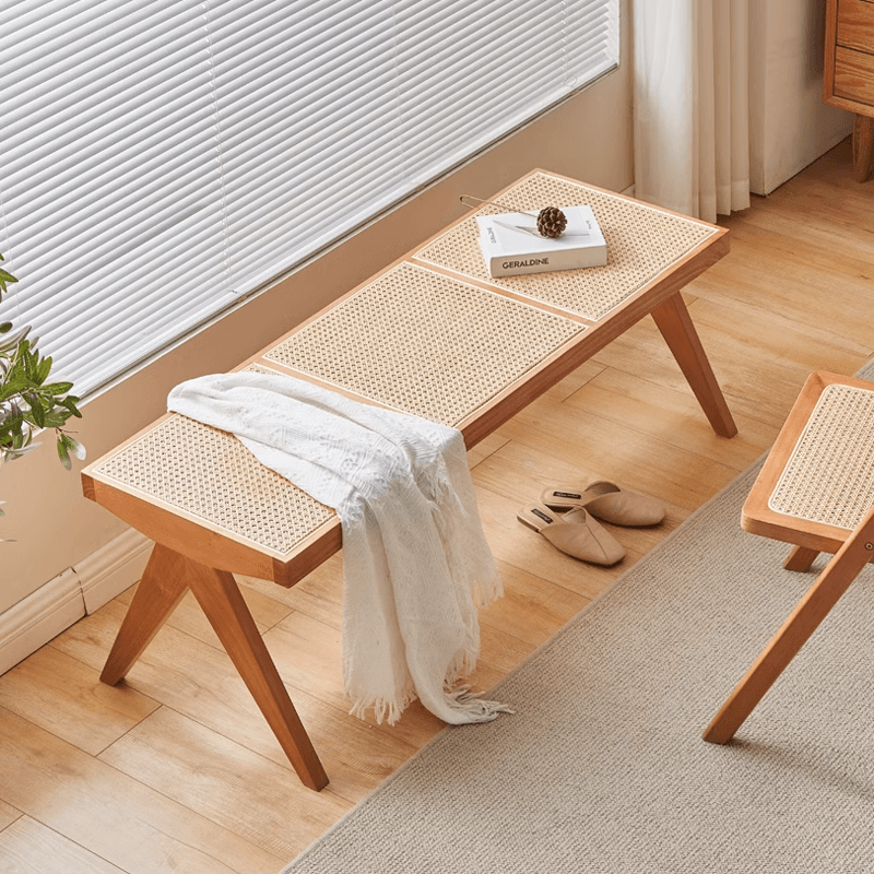 アウトドアチェア 籐編みモダンチェアベンチ