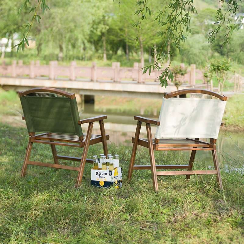 アウトドアチェア 折りたたみ式木製ローチェア