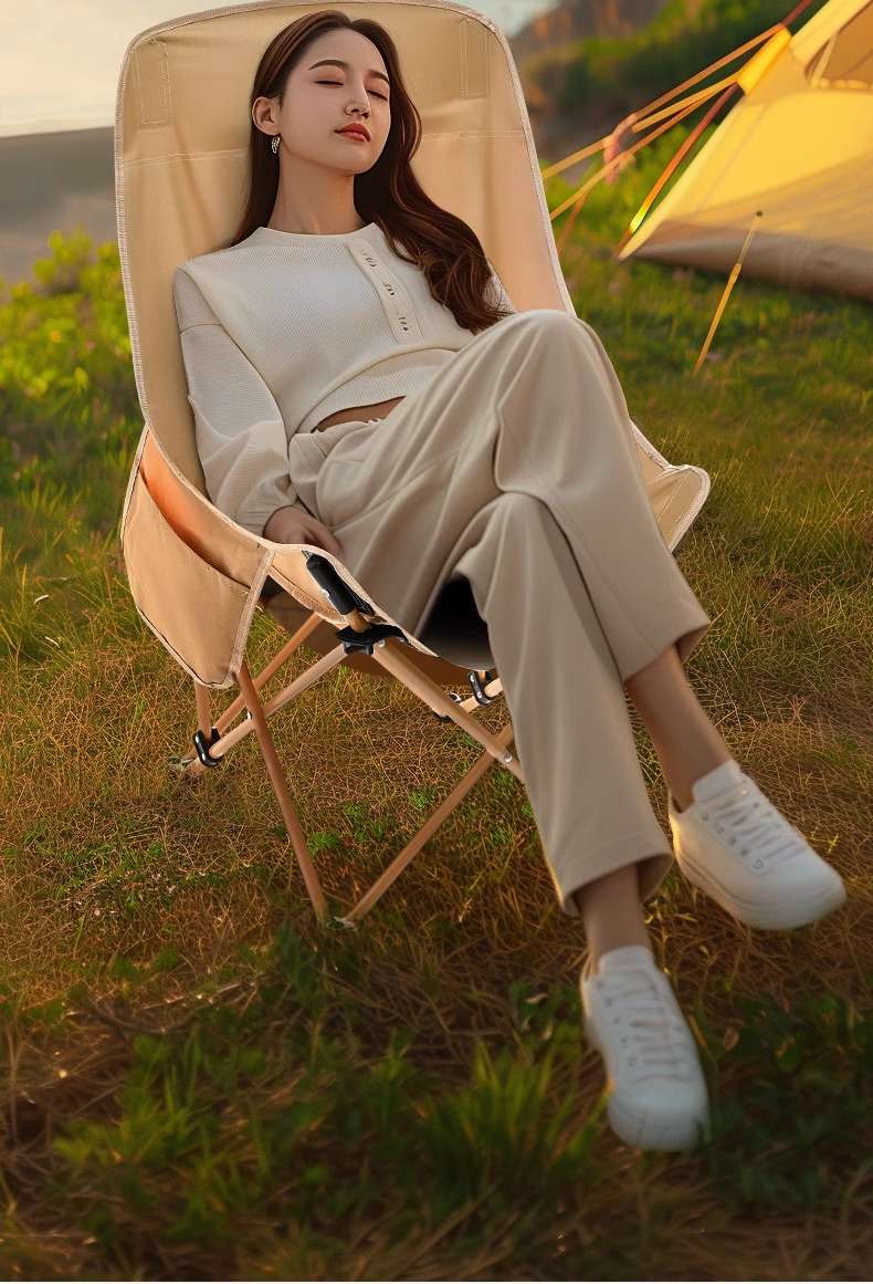 アウトドアチェア 快適リラックス背もたれ式折りたたみローチェア