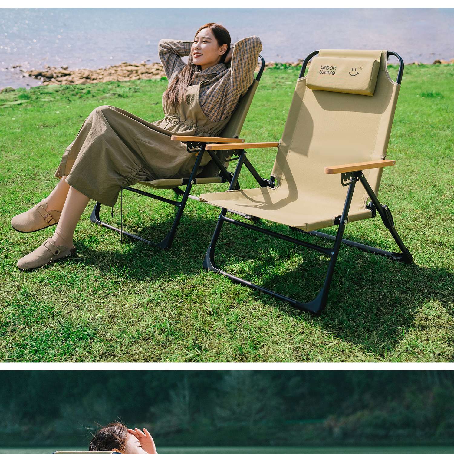 アウトドアチェア 軽量折りたたみリクライニングチェア
