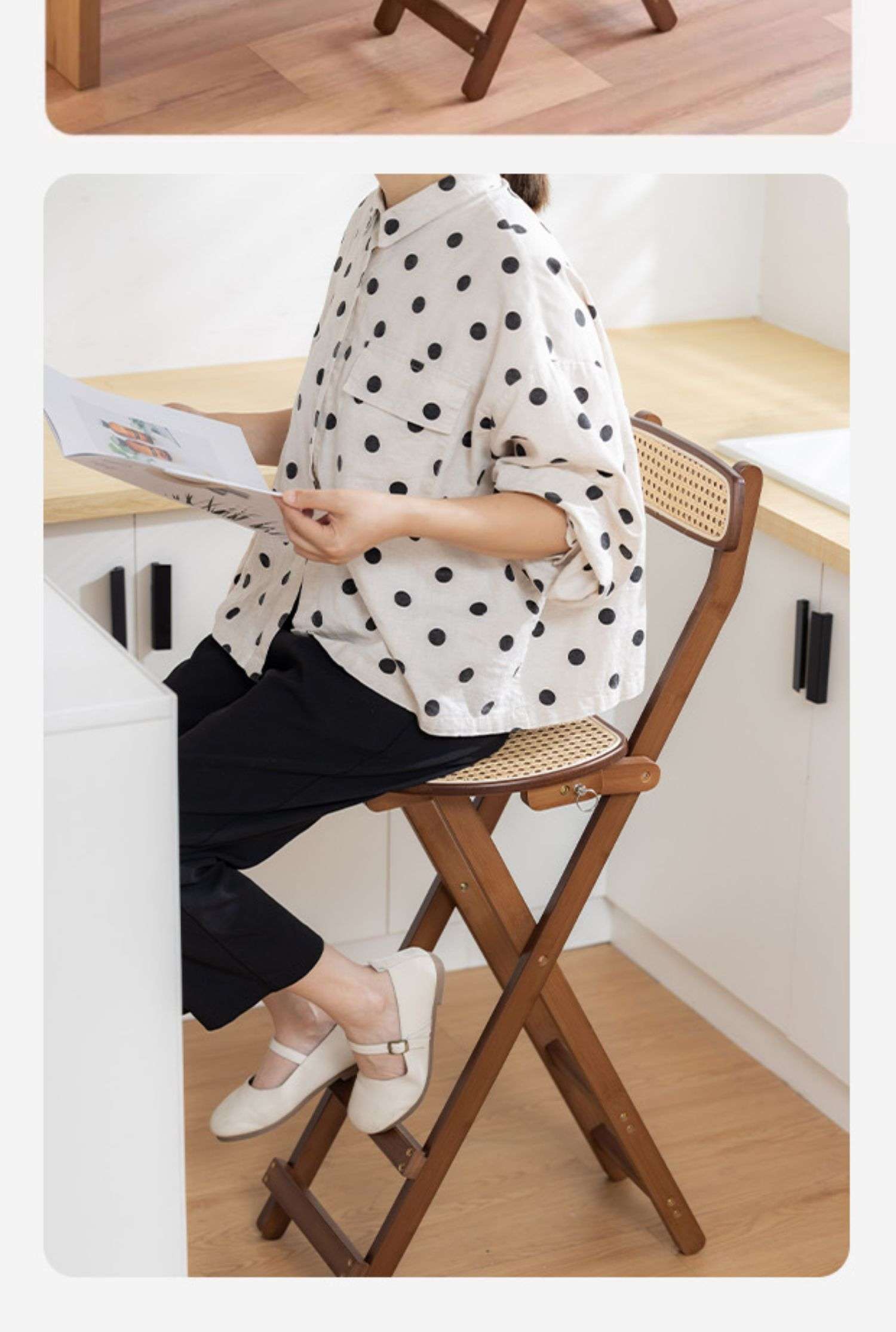 アウトドアチェア 折りたたみ式ラタン調バーチェア