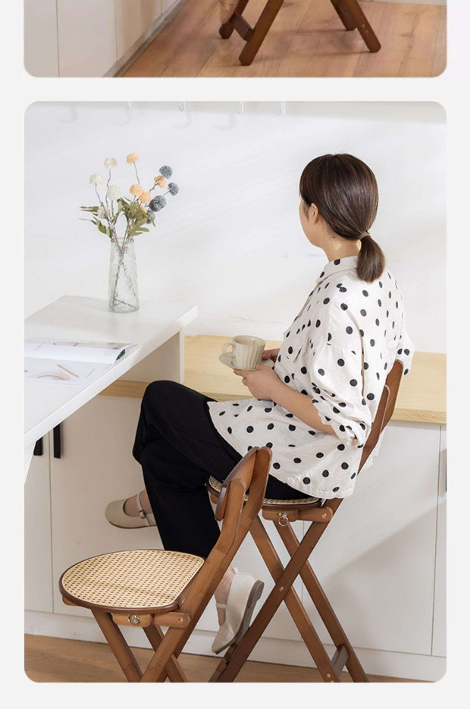 アウトドアチェア 折りたたみ式ラタン調バーチェア